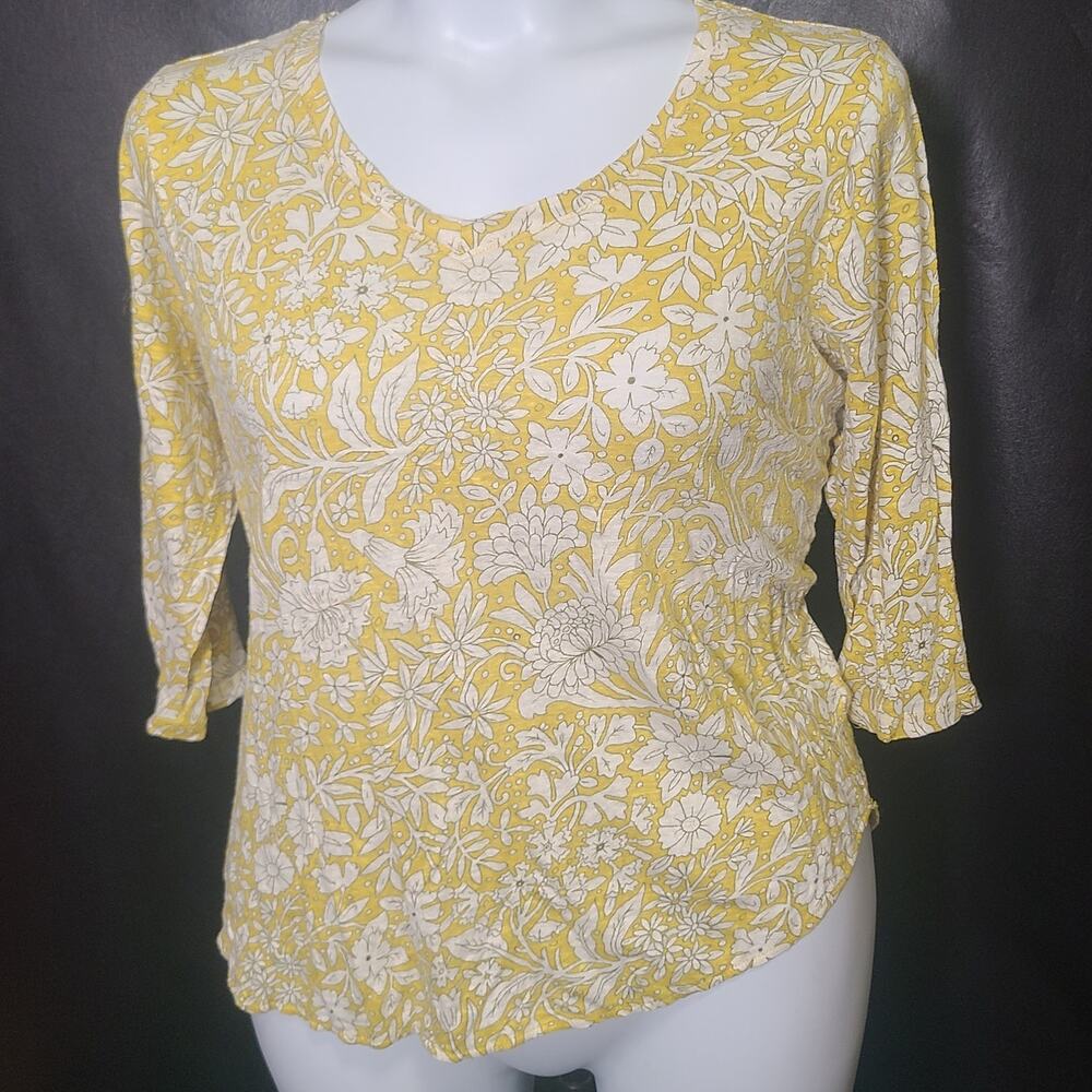 Rachel Ashwell yellow floral three-quarters sleeve blouse size 1x